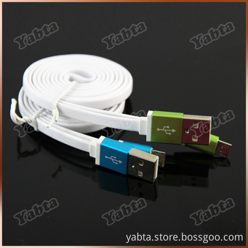 For Samsung, HTC, Blackberry, Nokia Alloy shell TPE material Flat micro usb wire